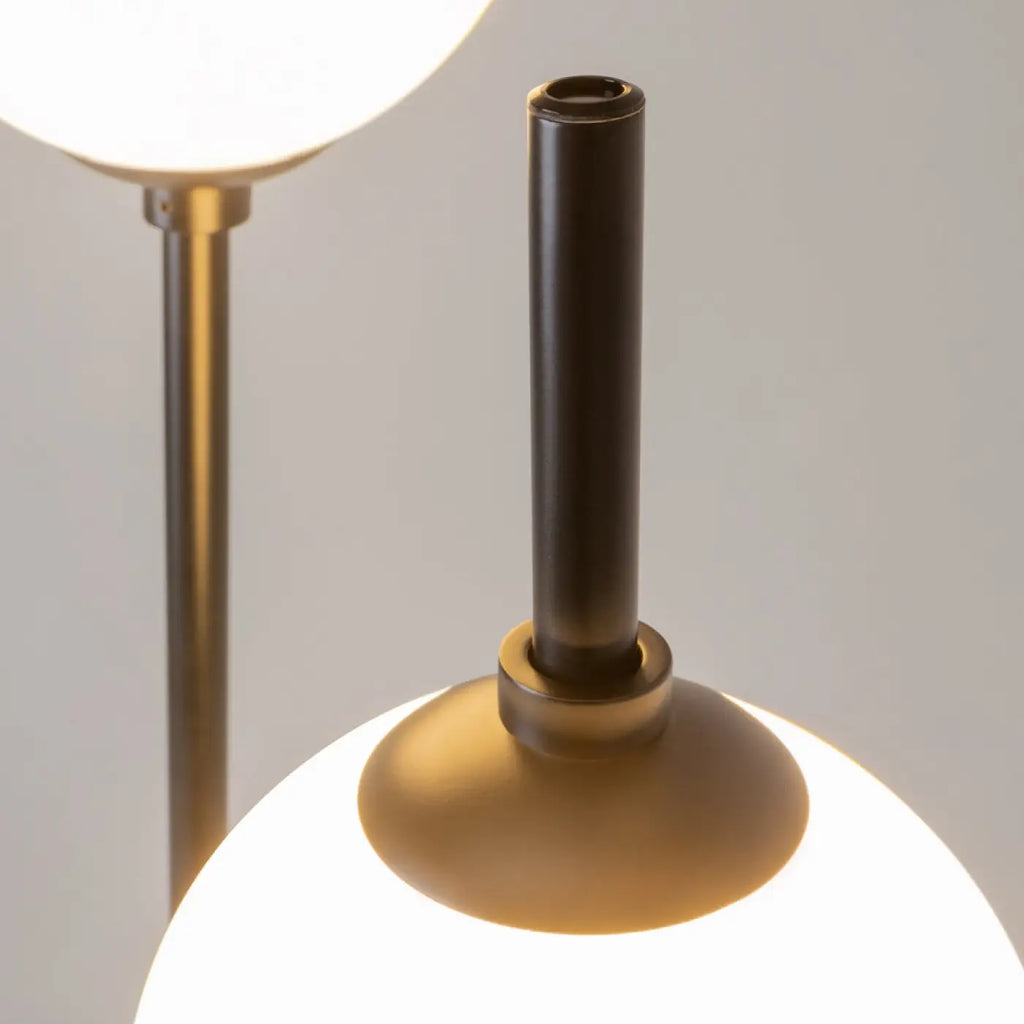 Lampadaire LED à deux globes en verre, 150 cm, noir ou doré