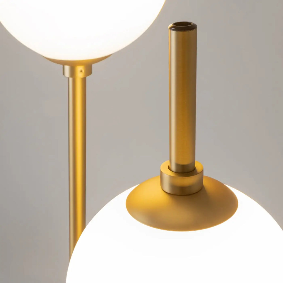 Lampadaire LED à deux globes en verre, 150 cm, noir ou doré