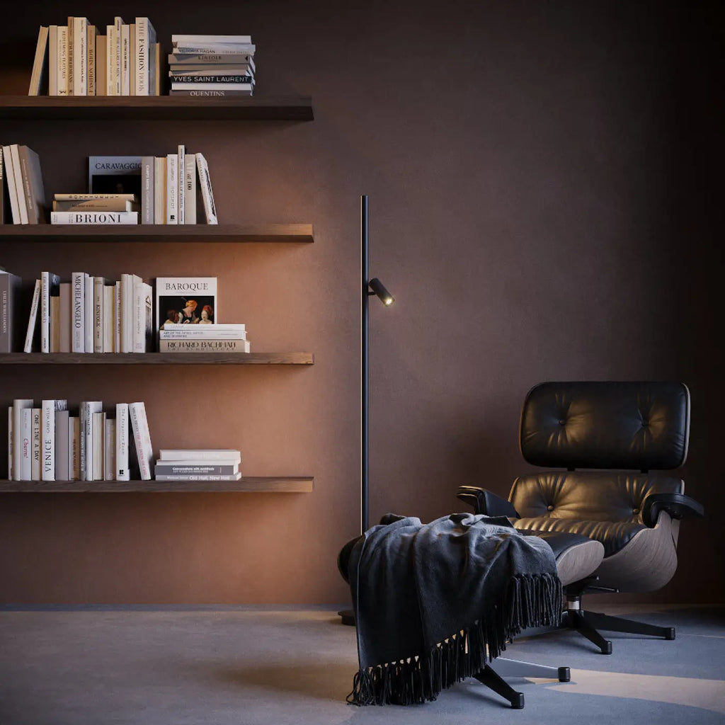 Lampadaire LED ultra-fin à lumière indirecte, noir ou doré