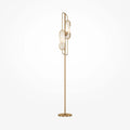 Lampadaire pied doré sur socle en marbre blanc, 161,5 cm