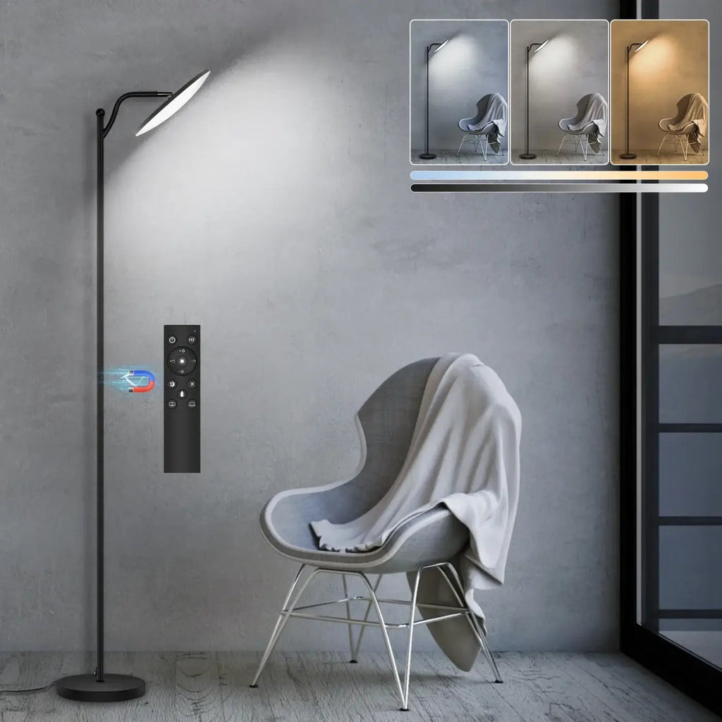 Lampadaire minimaliste en métal noir pour la chambre