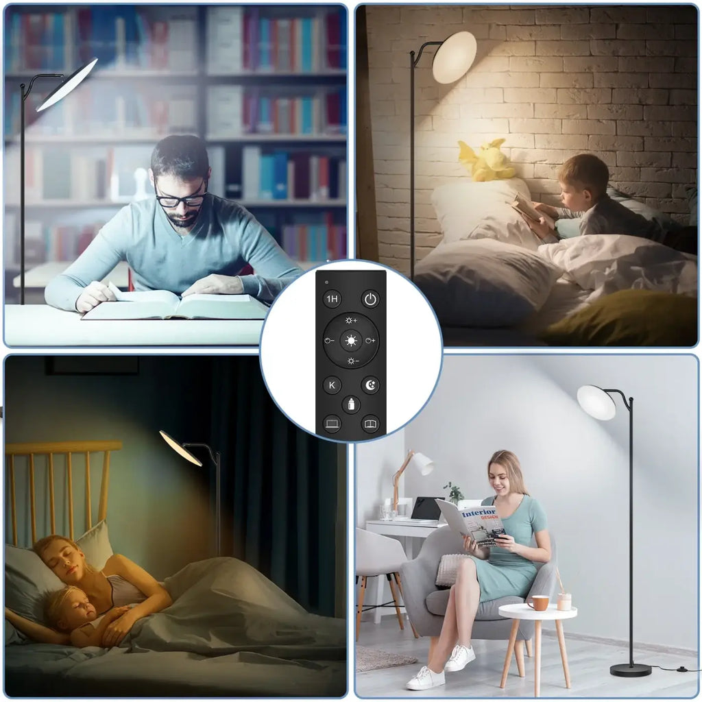Lampadaire minimaliste en métal noir pour la chambre