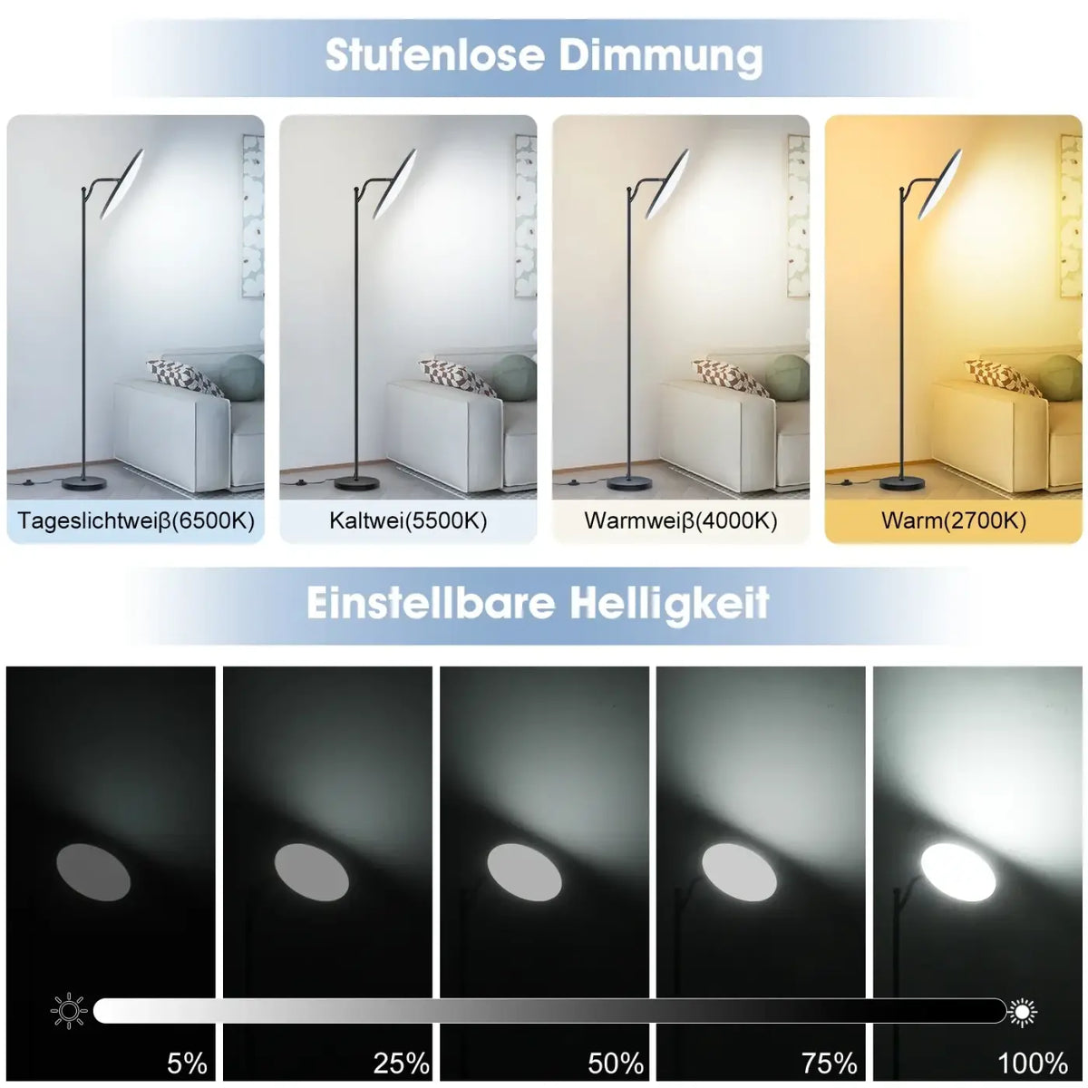 Lampadaire minimaliste en métal noir pour la chambre