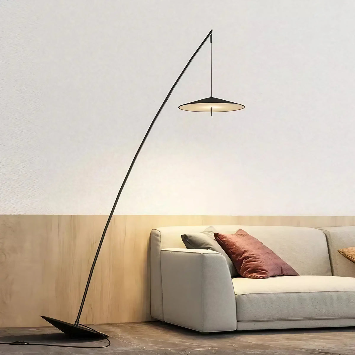 Lampadaire arc moderne avec diffuseur suspendu