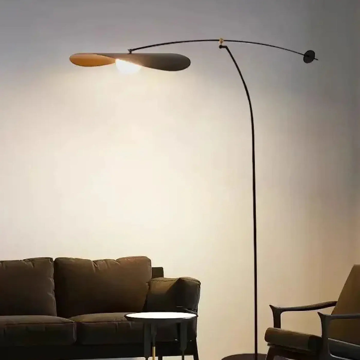 Lampadaire arqué moderne, doré ou noir, quatre options de lumière
