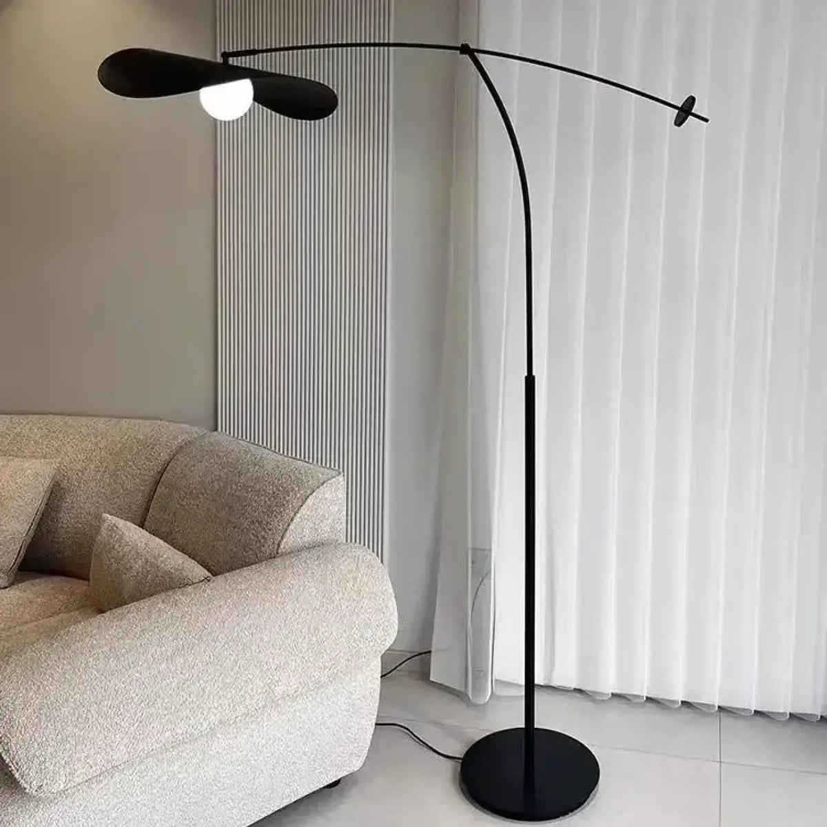 Lampadaire arqué moderne, doré ou noir, quatre options de lumière, noir
