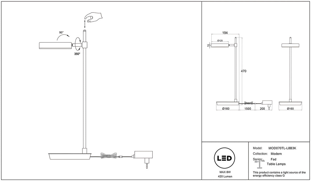 Lampadaire feuille d'acier noir, 140 cm, lumière indirecte