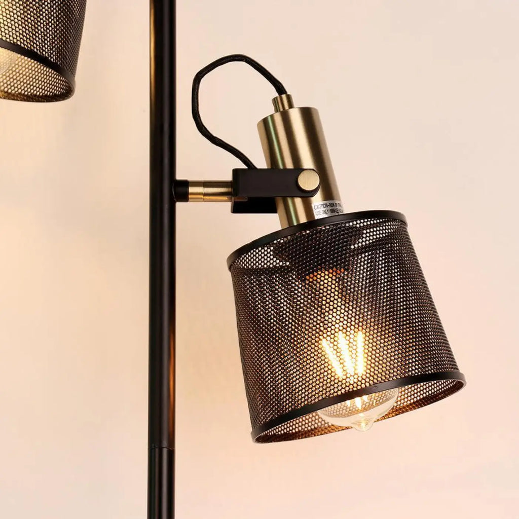 Lampadaire noir design, lampe sur pied aux lignes nettes
