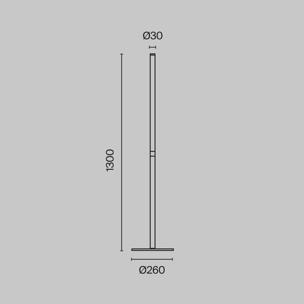 Lampadaire LED tube lumineux vertical en acier noir, 130 cm