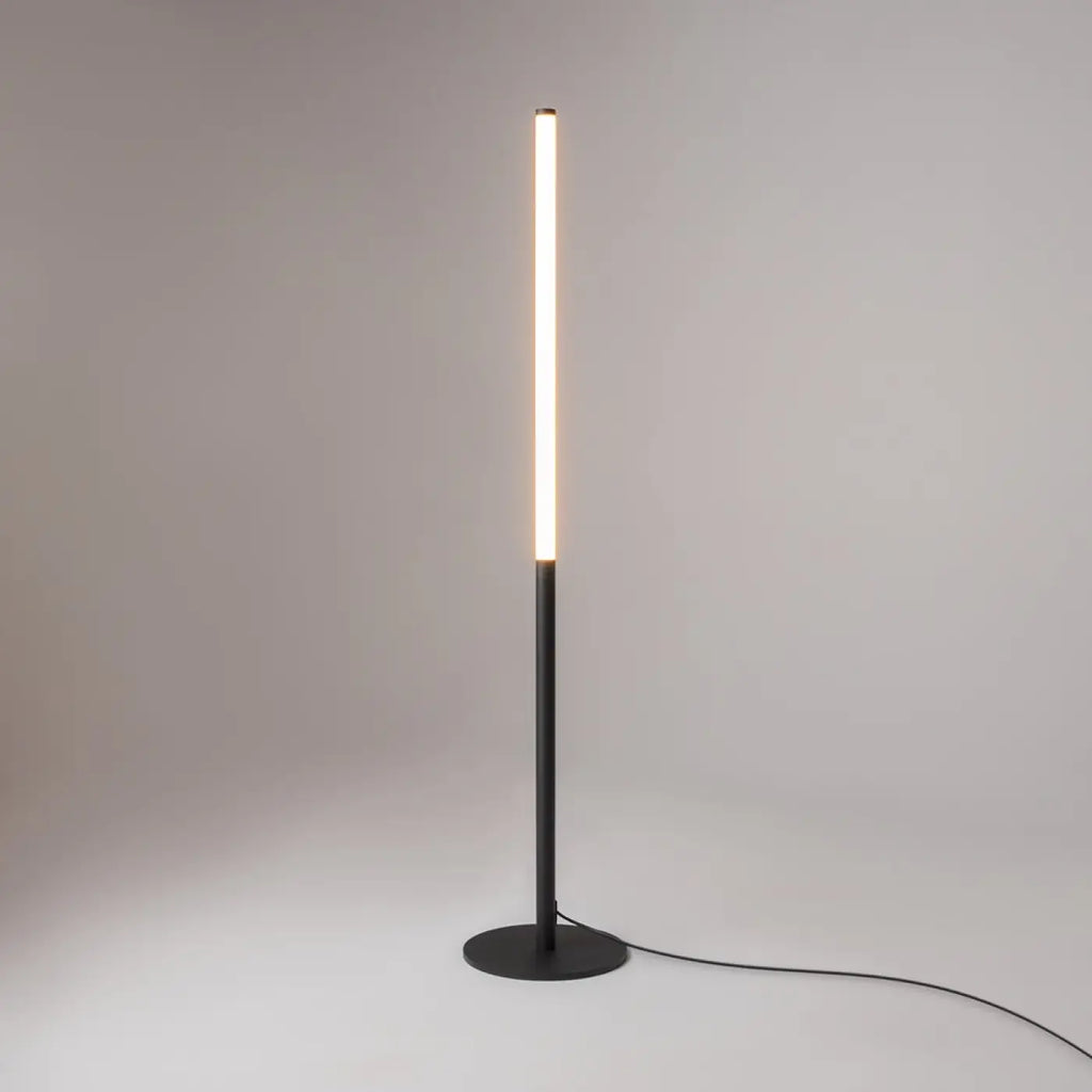 Lampadaire LED tube lumineux vertical en acier noir, 130 cm