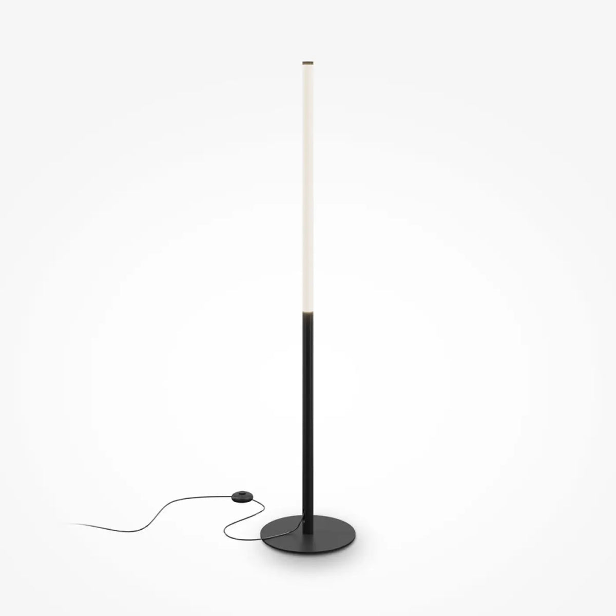 Lampadaire LED tube lumineux vertical en acier noir, 130 cm