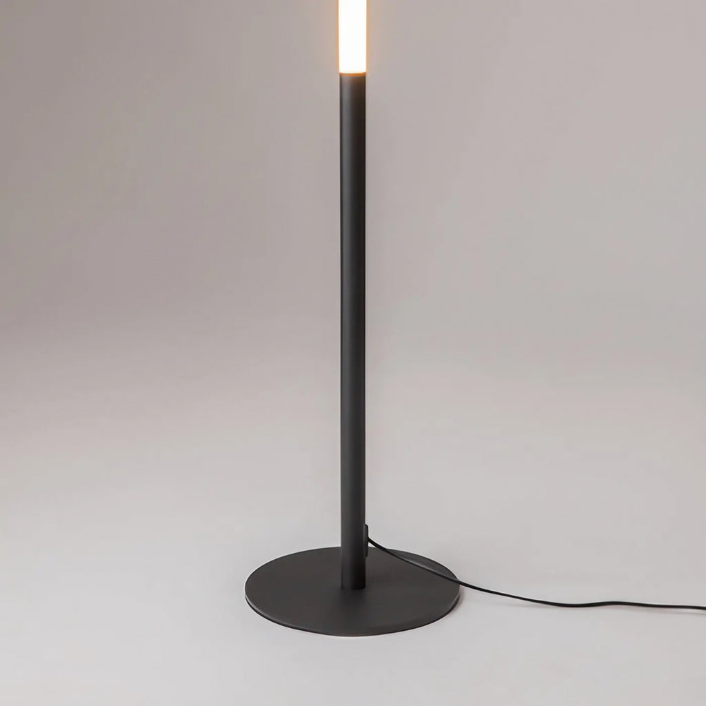 Lampadaire LED tube lumineux vertical en acier noir, 130 cm