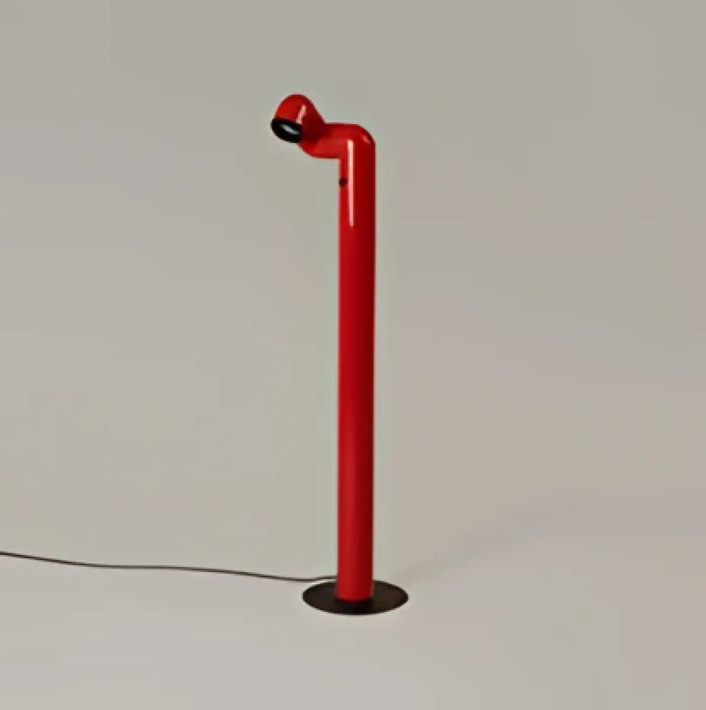 Lampadaire rétro futuriste en métal et globes de verre, rouge