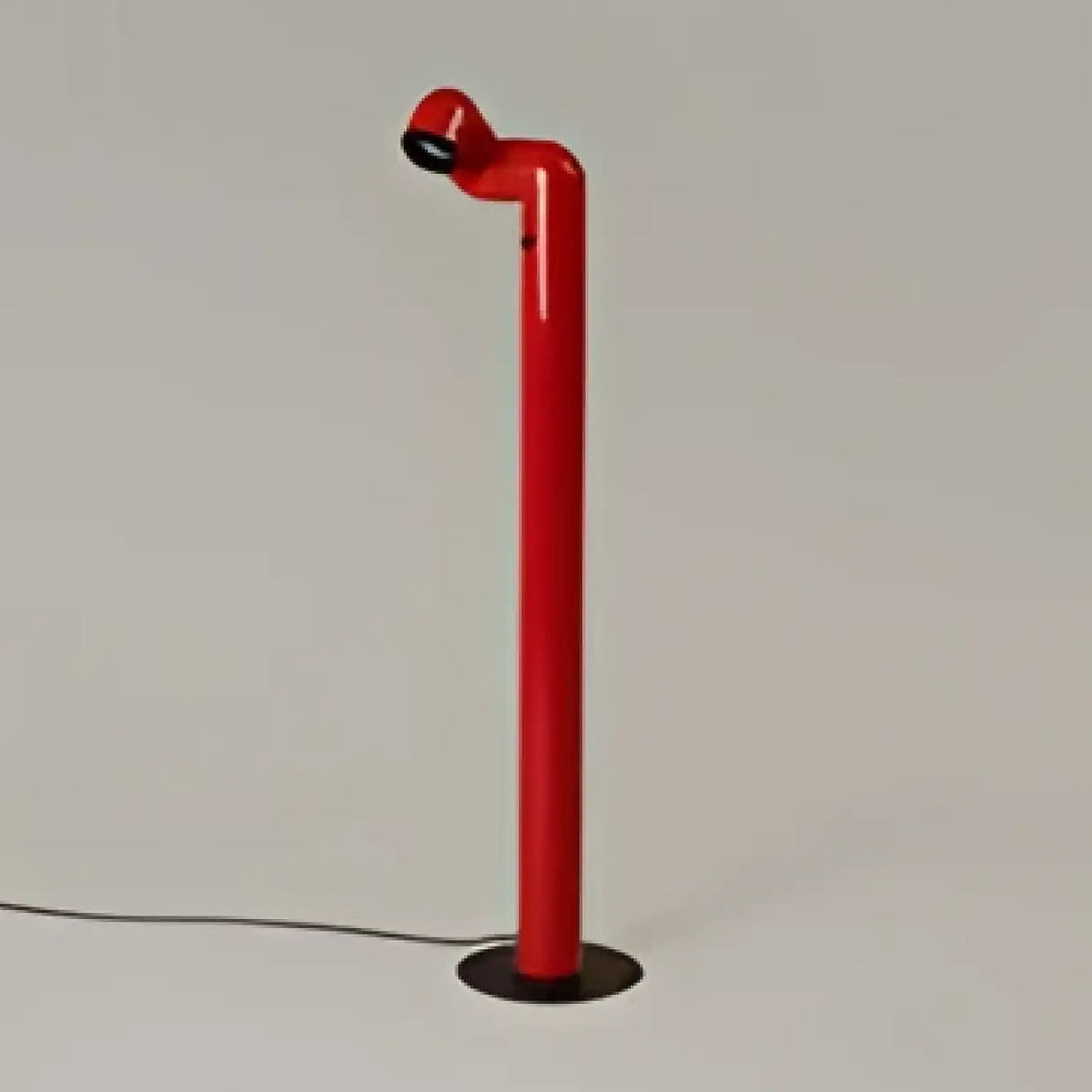 Lampadaire rétro futuriste en métal et globes de verre, rouge