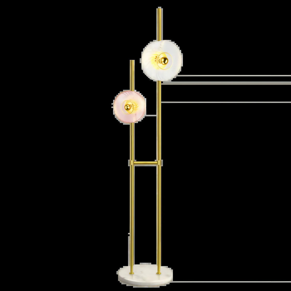 Lampadaire Art déco à reliefs géométriques, verre soufflé vert