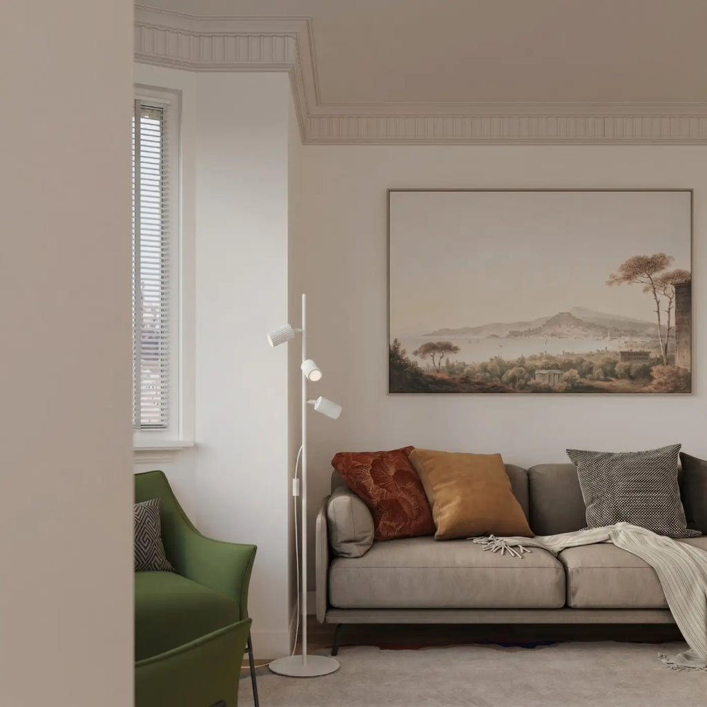 Lampadaire à spots nervurés en aluminium, 1 ou 3 lumières, 7 coloris