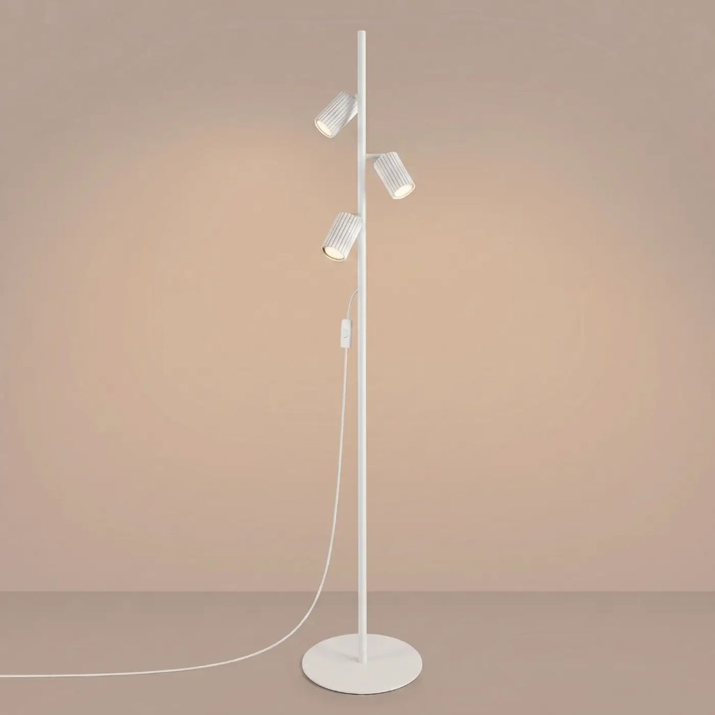 Lampadaire à spots nervurés en aluminium, 1 ou 3 lumières, 7 coloris