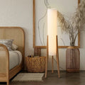 Lampadaire trépied nordique en bois naturel, beige ou marron, beige