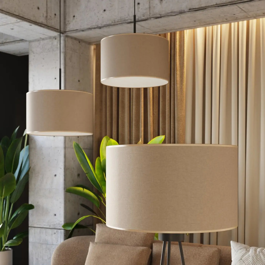 Lampadaire trépied fin en acier noir, abat-jour cylindre 40 cm