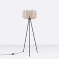 Lampadaire trépied en acier noir, abat-jour feutre de 45 cm, beige/noir