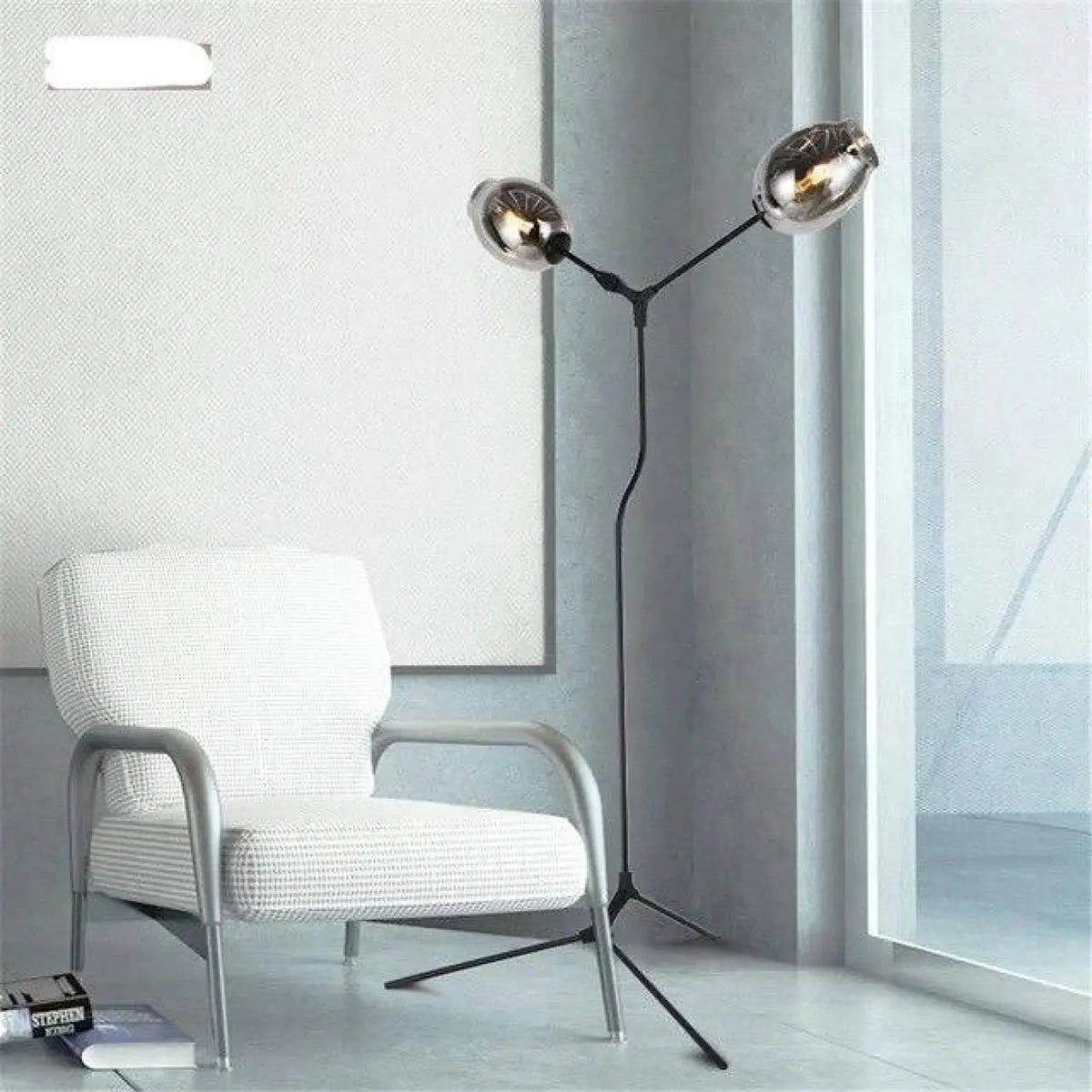 Lampadaire en verre soufflé, noir, bronze, blanc ou transparent, noir
