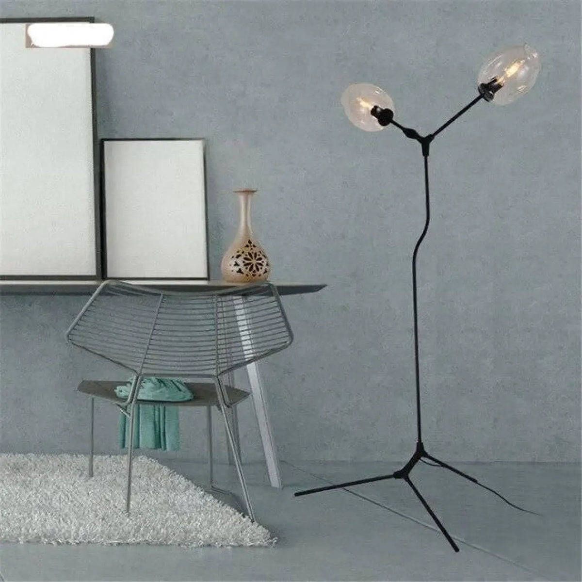 Lampadaire en verre soufflé, noir, bronze, blanc ou transparent, transparent