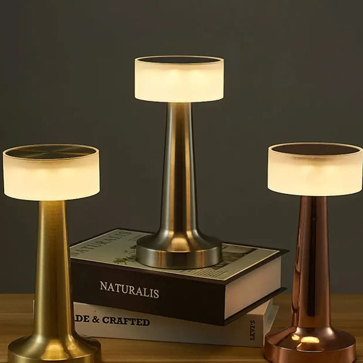 Lampe à poser minimaliste, doré, or rose ou argenté