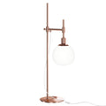 Lampe à poser globe en verre opalin orientable, finition cuivre