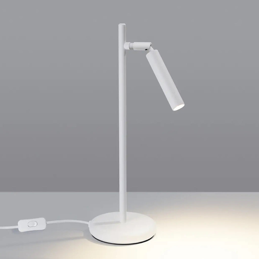 Lampe à poser à tige fine et tube orientable, blanc, noir ou doré