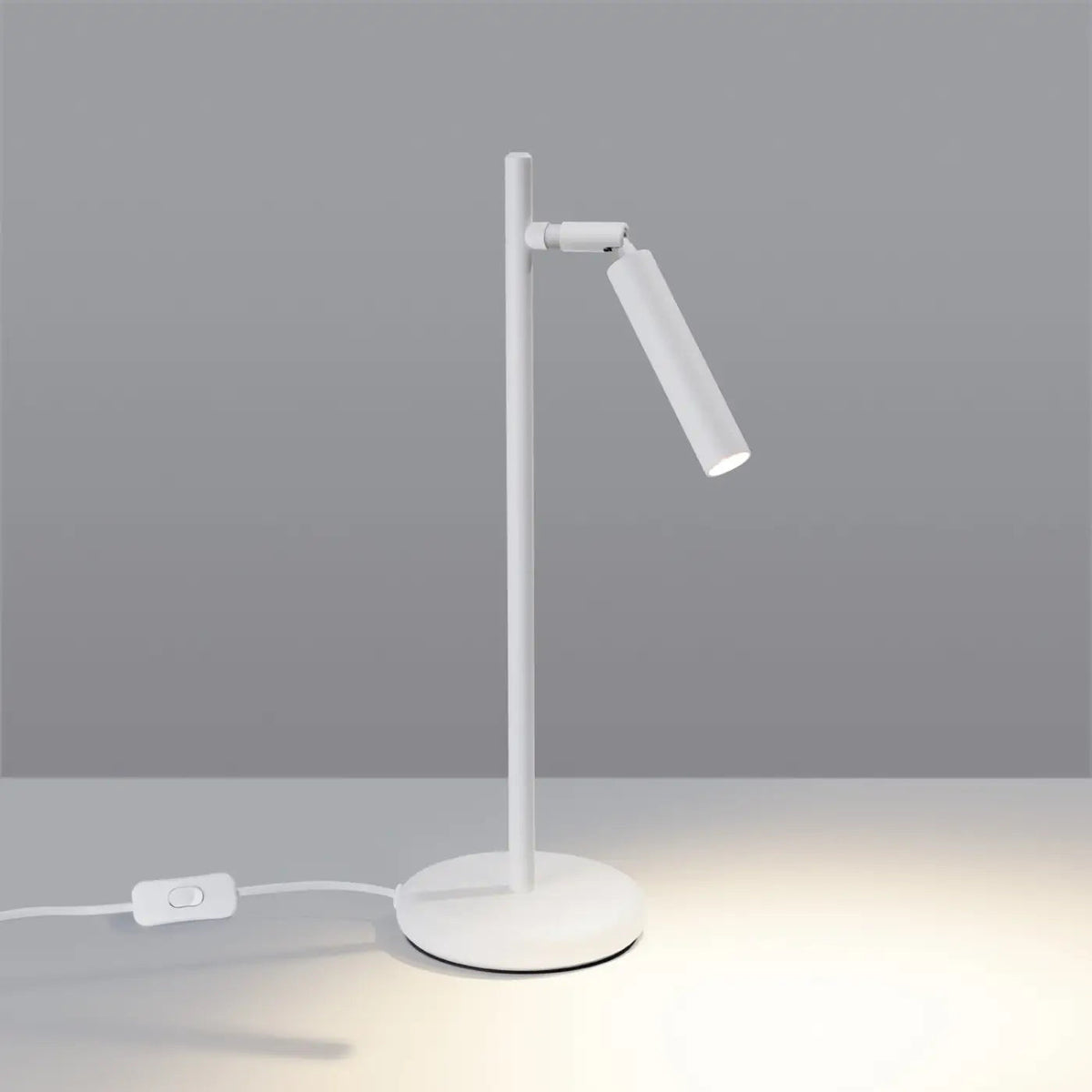 Lampe à poser à tige fine et tube orientable, blanc, noir ou doré