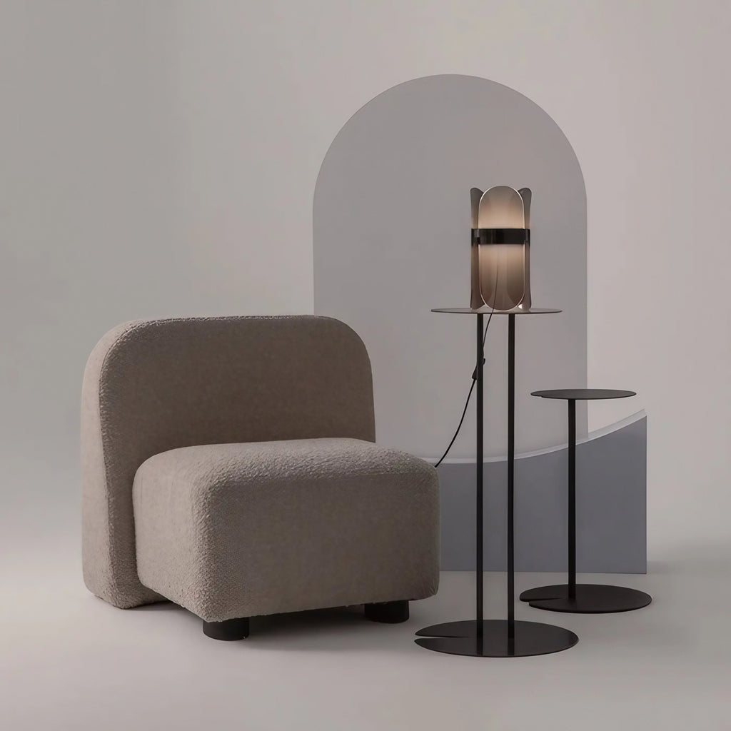 Lampe à poser LED en verre fumé arrondi, 30 cm