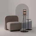 Lampe à poser LED en verre fumé arrondi, 30 cm