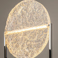 Lampe à poser LED disque en verre martelé sur pied argenté