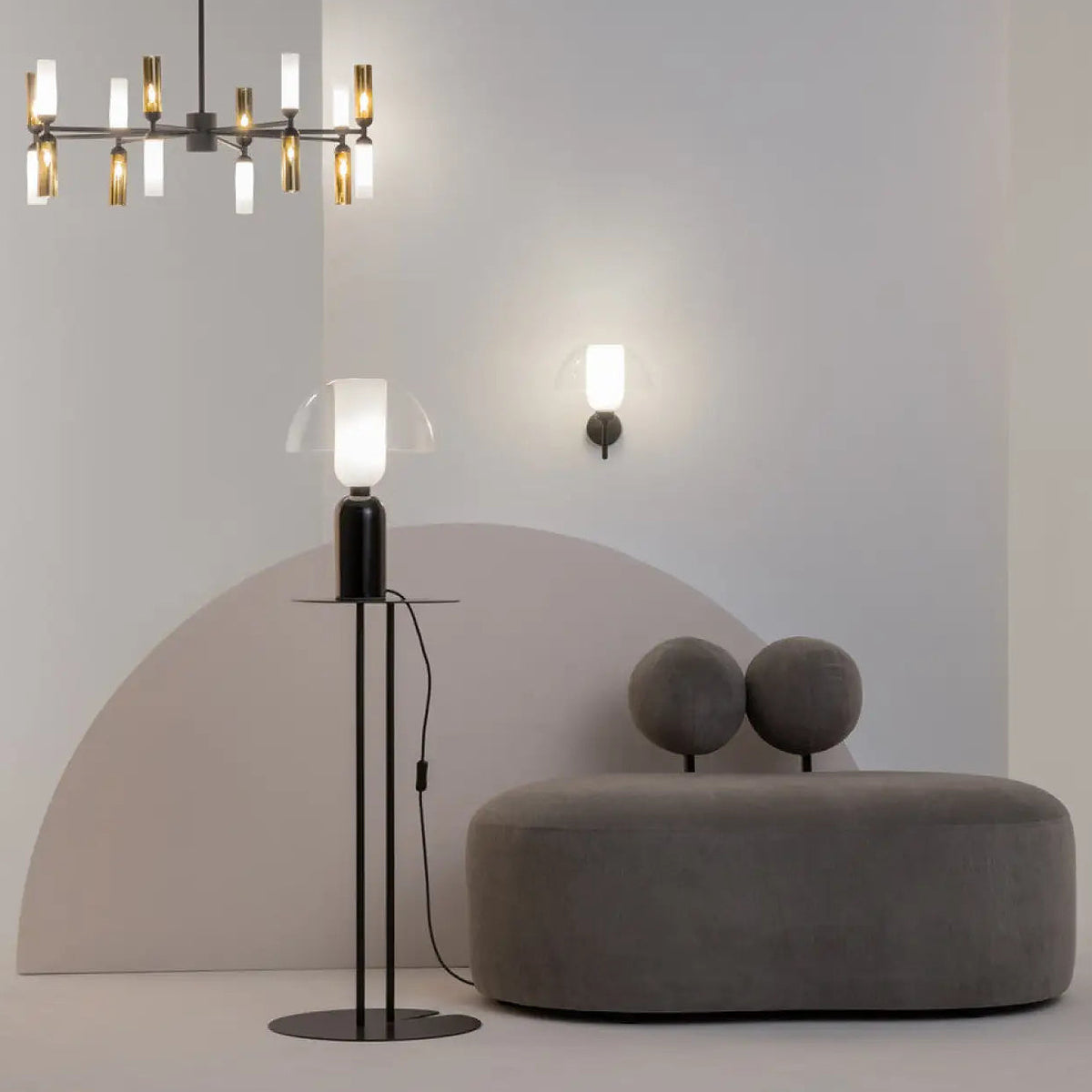 Lampe de chevet pied en céramique et abat-jour en tissu, 43 cm