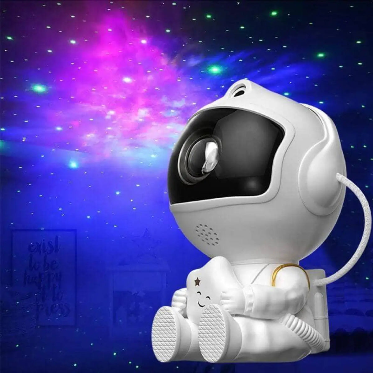 Lampe astronaute à projection d'étoiles, coloris blanc ou noir