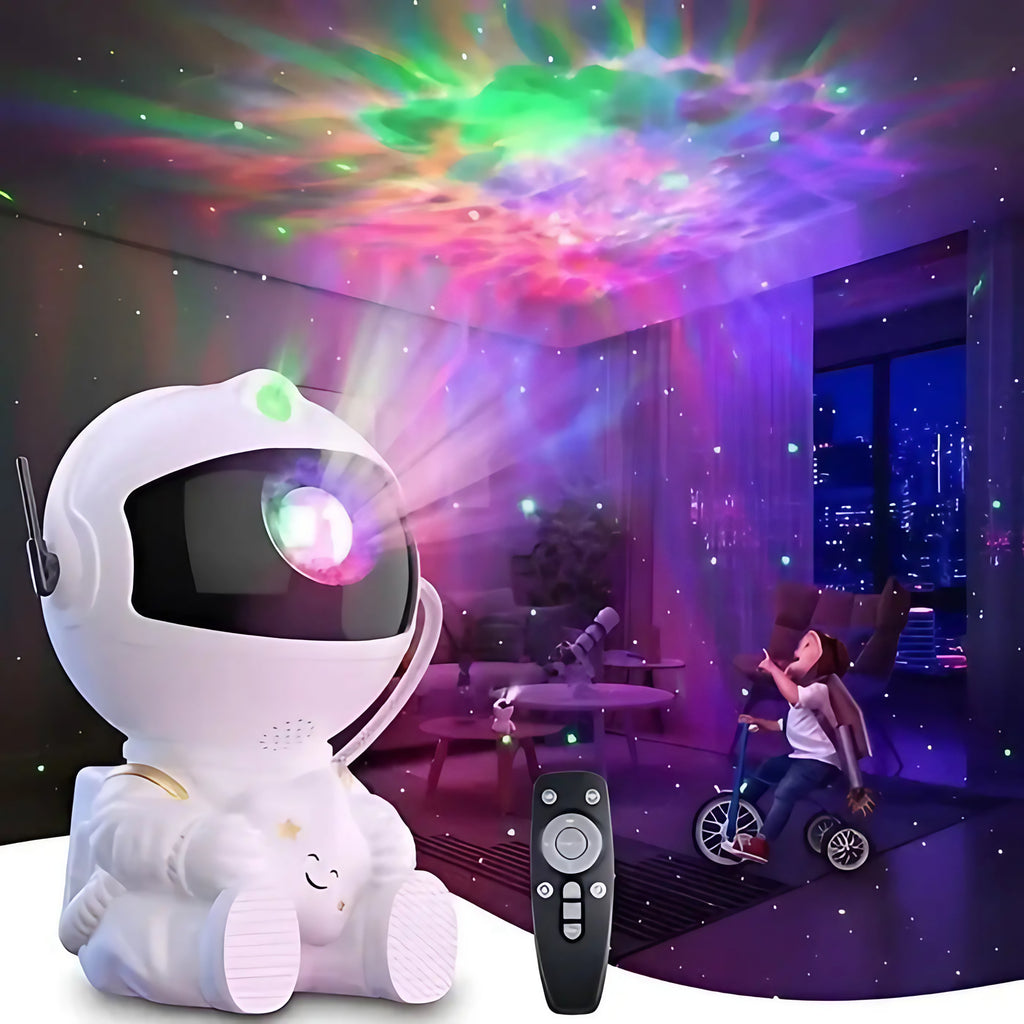 Lampe astronaute à projection d'étoiles, coloris blanc ou noir