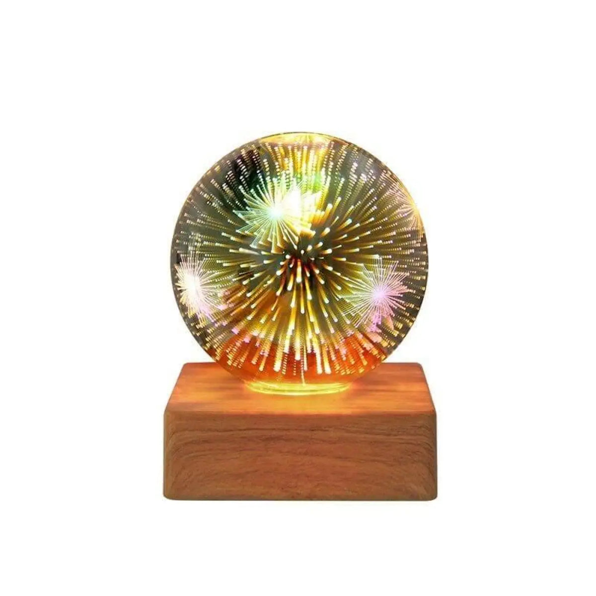 Lampe boule à poser, trois motifs lumineux au choix