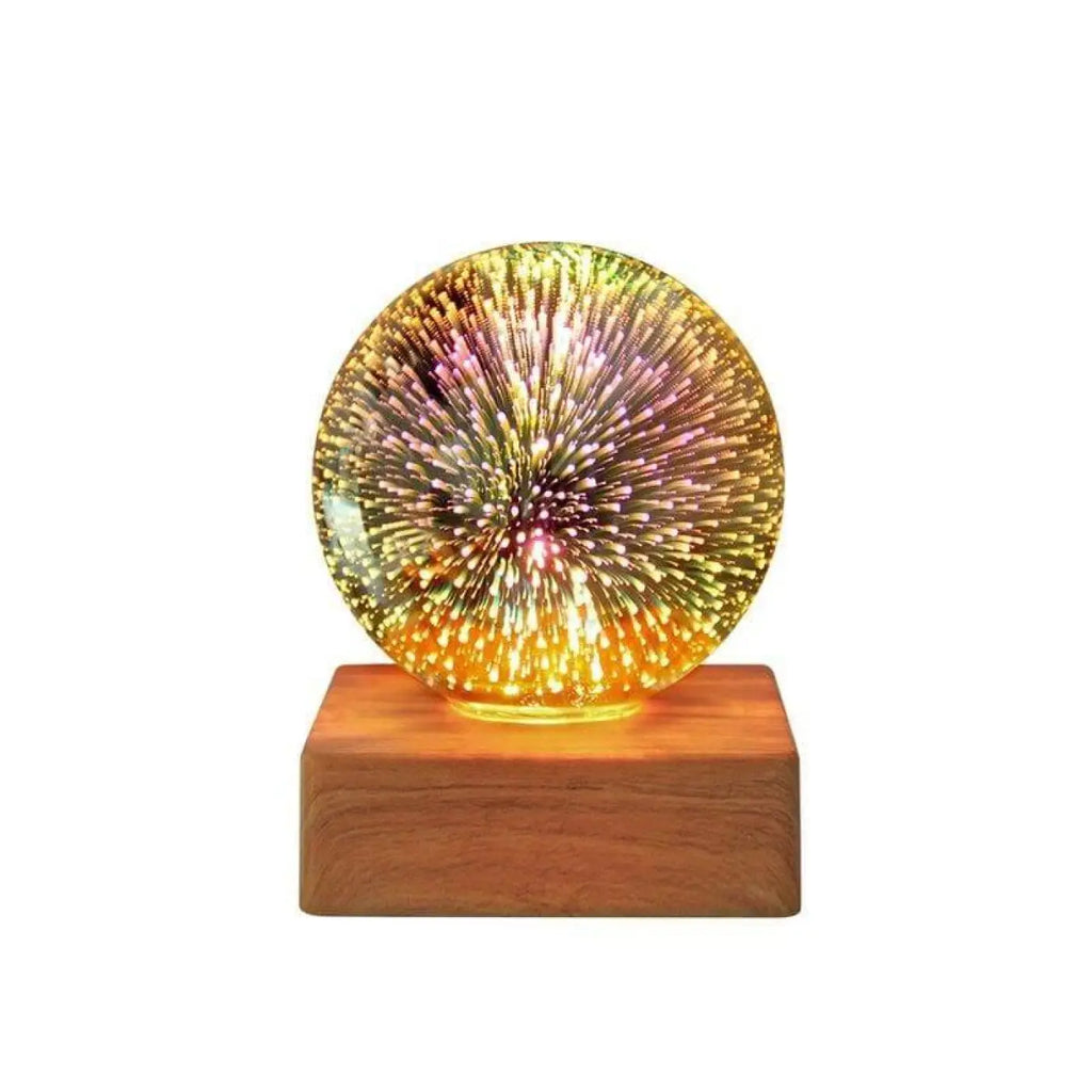 Lampe boule à poser, trois motifs lumineux au choix