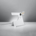 Lampe de bureau en acier plié avec vide-poche, ampoule apparente, blanc