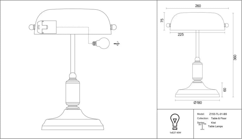 Lampe de bureau style banquier, abat-jour en verre vert