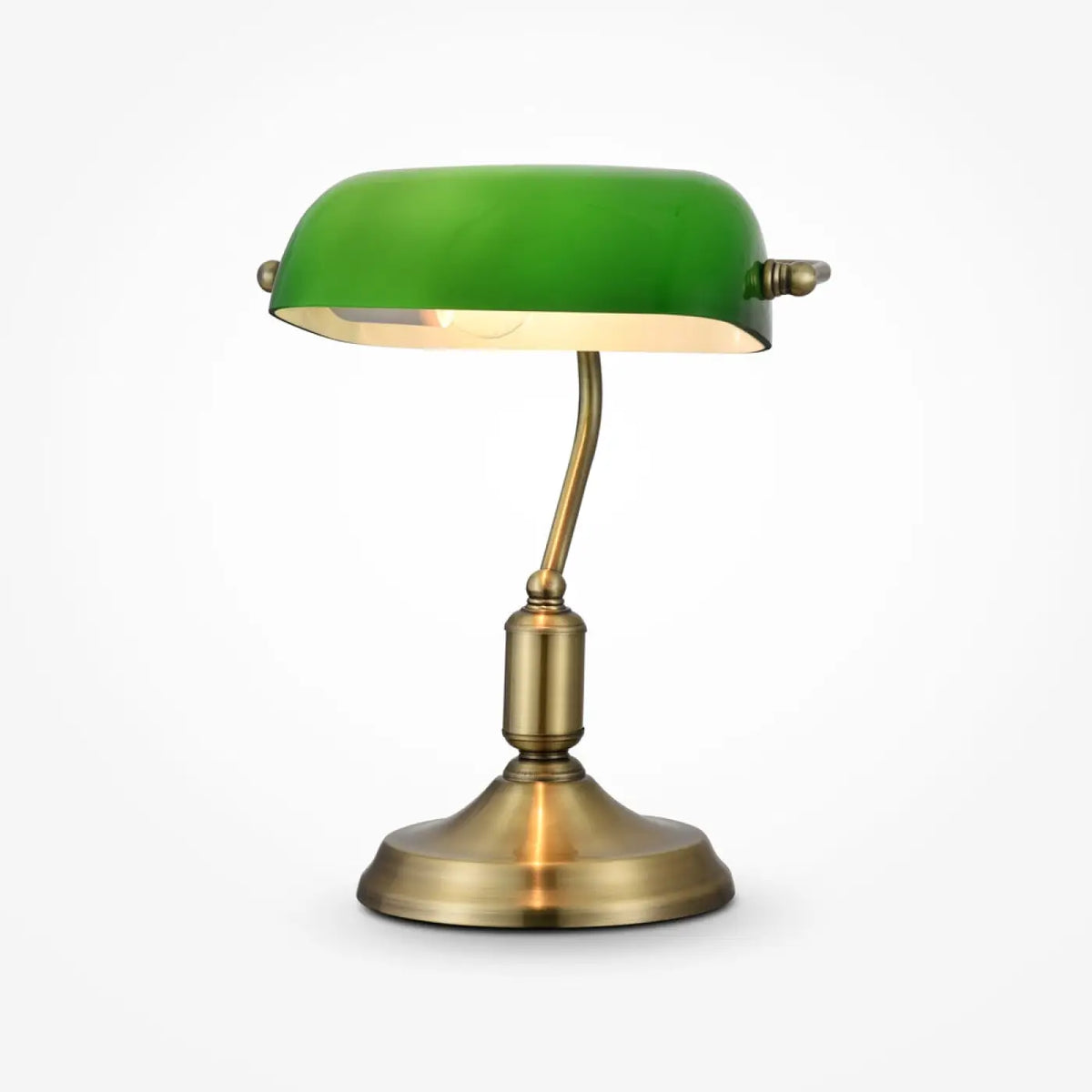 Lampe de bureau style banquier, abat-jour en verre vert