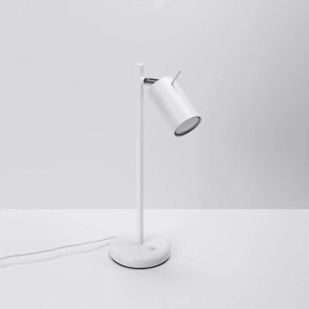 Lampe de bureau à tige fine et spot orientable, blanc ou noir, blanc