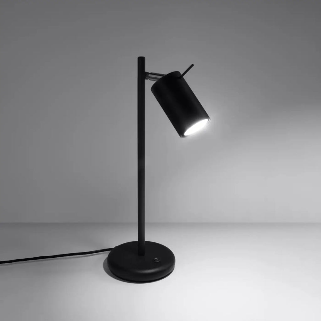 Lampe de bureau à tige fine et spot orientable, blanc ou noir