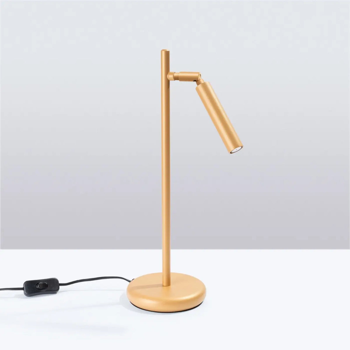 Lampe à poser à tige fine et tube orientable, blanc, noir ou doré, doré