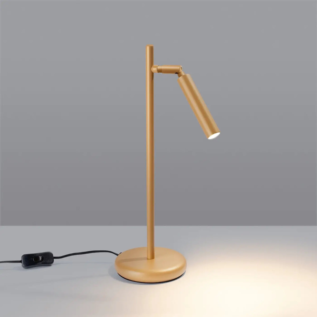 Lampe à poser à tige fine et tube orientable, blanc, noir ou doré