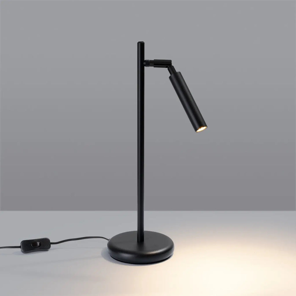Lampe à poser à tige fine et tube orientable, blanc, noir ou doré