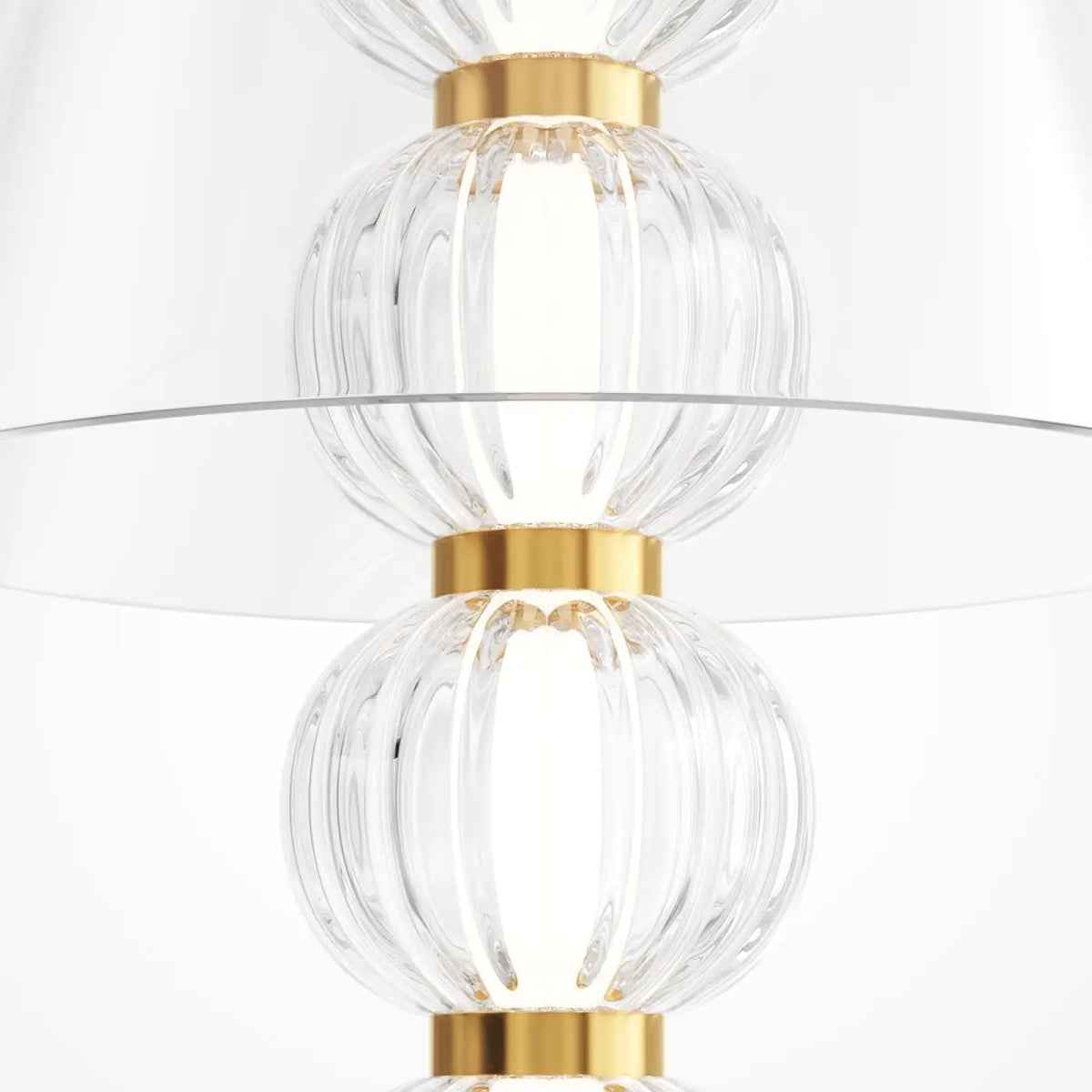 Lampe de chevet bijou, perles de verre sur métal doré, LED 10 W