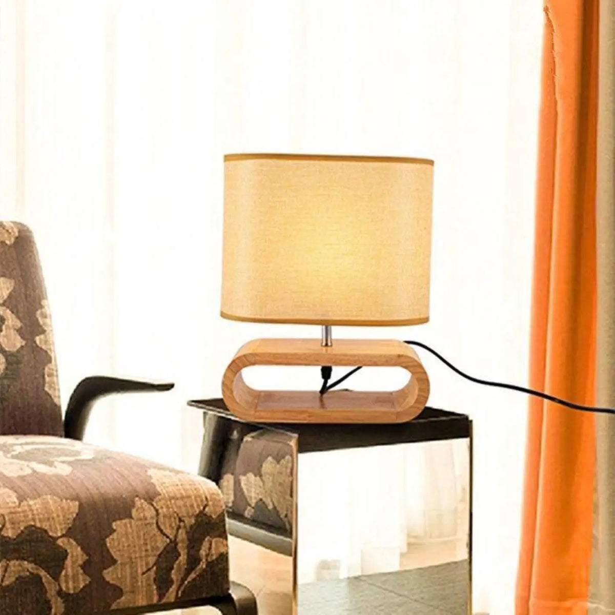 Lampe de chevet en bois, style naturel
