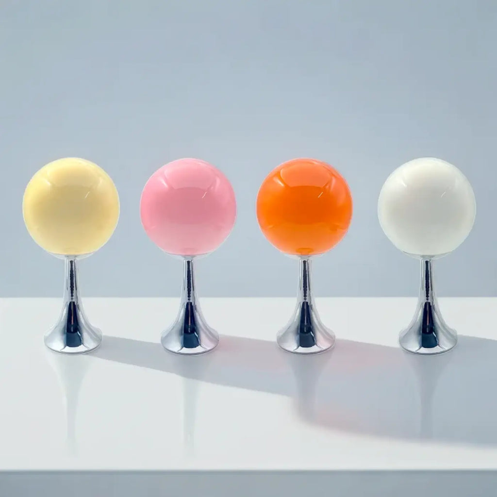 Lampe de chevet globe en verre sur pied chromé, quatre coloris