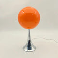 Lampe de chevet globe en verre sur pied chromé, quatre coloris, orange